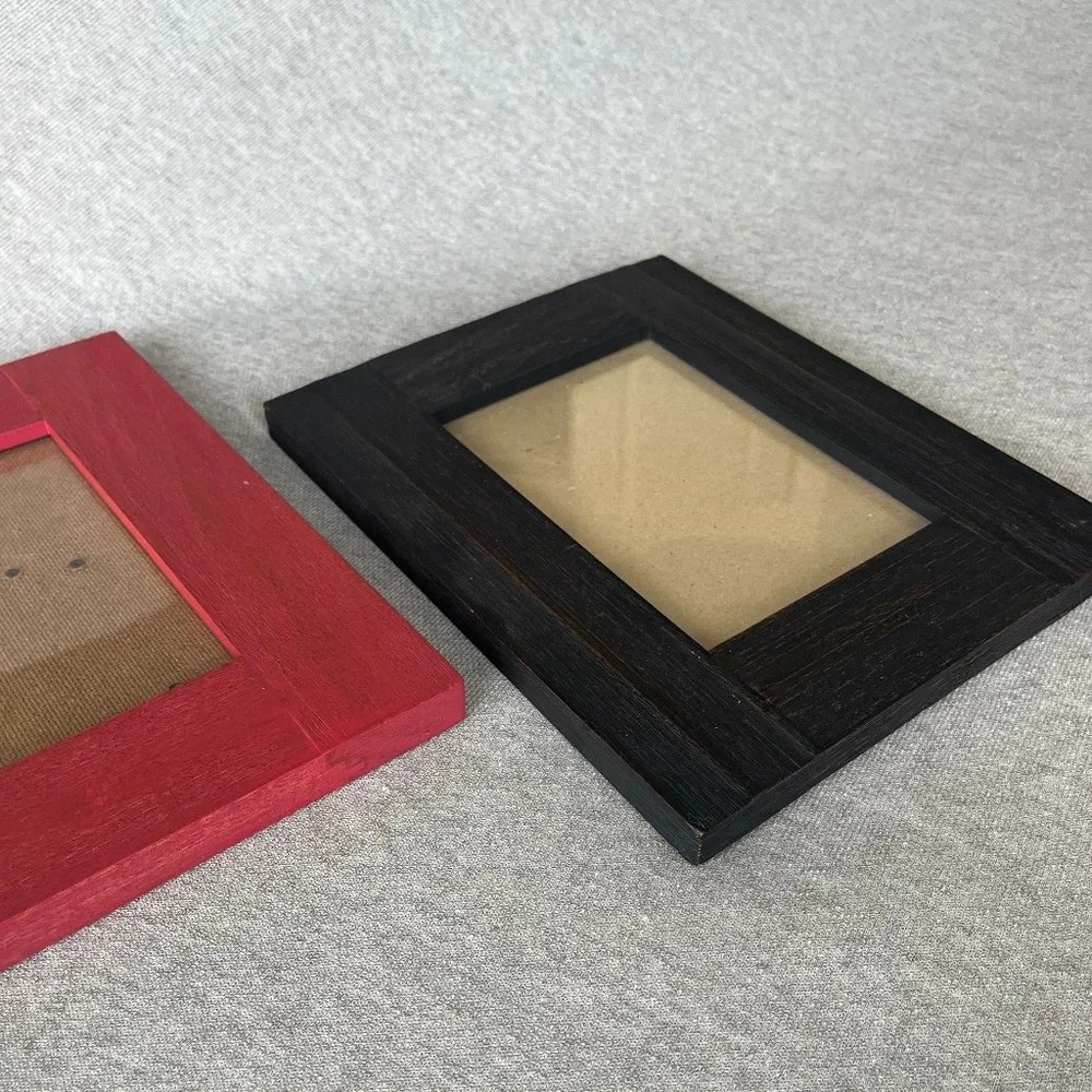Pottery Barn Red and Dark Brown Wood Picture Frames (Set of 2)